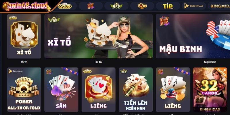 Khái quát sảnh Game Bài Awin68